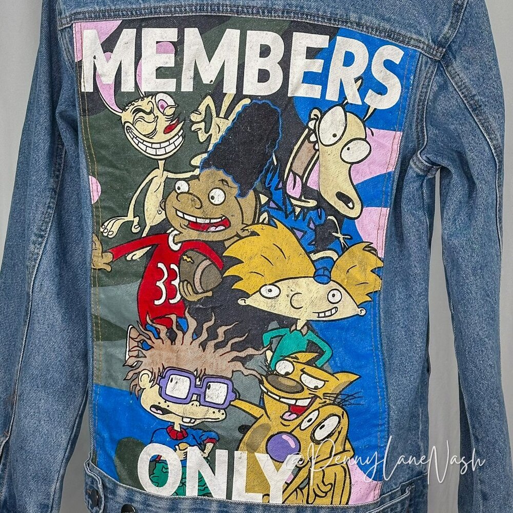 Members Only Nickelodeon Cartoon Handpainted Jean Jacket RARE - Picture 8 of 12